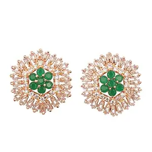 Jewels Corner Attractive Beautiful GREEN Ad Earring Cubic Zirconia Brass Stud Earring
