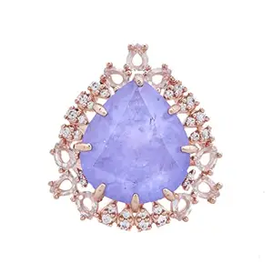 Kushal's Fashion Jewellery Rose-Gold Polish Lavender Finger Ring Lavender - 374203