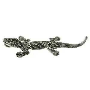 ELOISH Sterling Silver Raw Look Stylish Crocodile Pendant