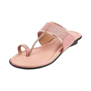 Walkway by Metro Brands Women's Peach Synthetic Fashion Sandals 5-UK 38 (EU) (35-4773)