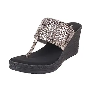 Mochi Women Gun metal Wegde Heel Fashion Sandal UK/6 EU/39 (34-151)