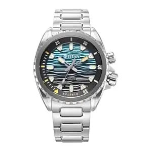Titan Zero Hour Diver's 200m Analog with Blue Dial Silver Stainless Steel Strap Watch for Men - 10068KM01