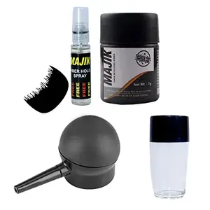 Majik Combo of Applicator Pump with Empty Bottle And 7 Gram Hair Fiber Black (With Free Fiber Hold Spray and Optimizer Comb)