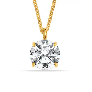 Amazon Brand - Nora Nico Gold-Plated White Round CZ Pendant Chain Necklace for Women and Girls