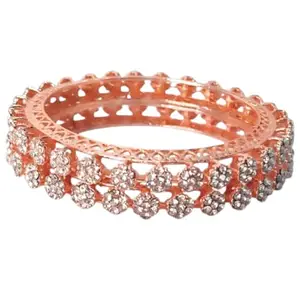 KAMAAKSHI FASHION COLLECTIONS Bangle Set for Women | Traditional Ethnic Bangles for Weddings, Festivals & Special Occasions (Design 2 (Rose Gold), 2.4)