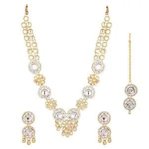 Amazon Brand - Anarva Kundan Floral Crystal Choker Necklace for Women