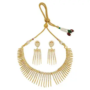 Blulune American Diamond Fashion Jewellerry Stylish Imitation Pendant Necklace Pendant Set with Earring for Women/Girls