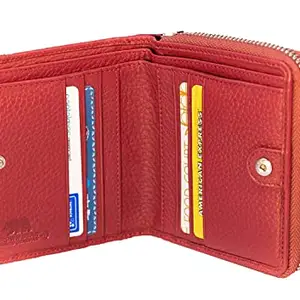BROWN BEAR Leather Zip Around Card Wallets with RFID Blocking for Women, Suitable for Formal/Casual/Party (Red)