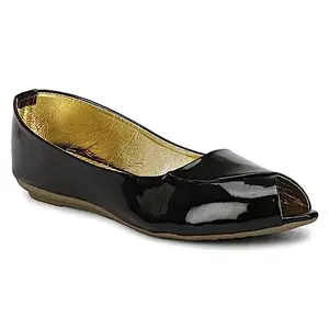 TRY FEET Women's Bellies Sandal for All Ocassions (Black, Size-4)
