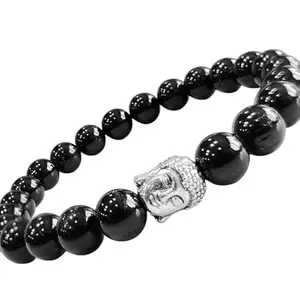 Natural Black Tourmaline Buddha Head Bracelett for Men & Women – Healing Energy Jewelry for Protection, Stress Relief & Mental Clarity