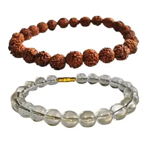 Logyify Ratan Sphatik and Rudraksh Bracelet Combo: A Sacred Blend of Clarity and Spirituality