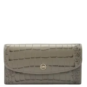 Da Milano Leather Flap Wallet for Women - Grey (1201D)