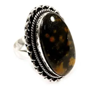 Ocean Jasper Gemstone Silver Plated Ring 17 Handmade Jewelry GRAE-95