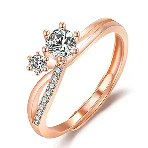 MYKI Artistic Solitaire Casual Everyday Ring For Women & Girls (Rosegold)