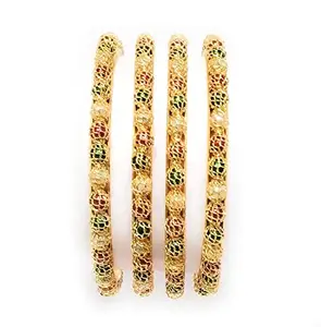 Santosh Enterprise Antique Gold Plated Bangles Set Jewellery For Girls and Women's. (Set of 4 piece) (Gold, 2.8)