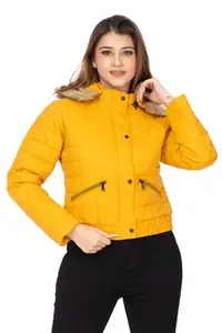 TWENTY ME Winter Wear Casual Nylon Full Sleeve Women's Jacket (8029 MUSTARD)