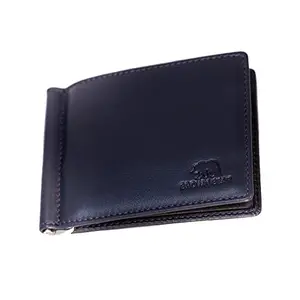 BROWN BEAR Signature Edition RFID Blocking Money Clip Leather Wallet for Men - Minimal Leather Wallet for Men (Navy Blue)
