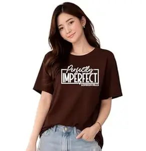 London Hills Women’s Loose Fit Graphic Printed T-Shirt | Soft Cotton Blend Fabric | Round Neck Half Sleeve Casual Top, Travel & College