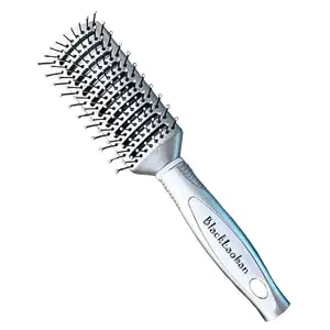BlackLaoban Anti-Static Massage Flat Hair Brush Nylon Bristle Hair Brush For Blow Drying, Styling, Curling, Straighten All Type Hairs For Women & Men (Silver)