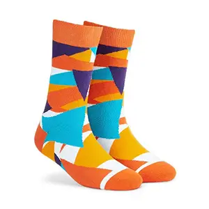 DYNAMOCKS Men's and Women's Combed Cotton Crew Length Socks (Pizzazz, Multicolour, Free Size)