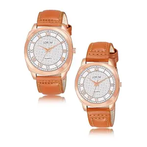 Brown Cubic Designer Printed Dial Analog Watch for Lovely Couple LR90-LR337-A
