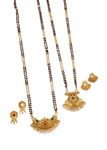 Women American Diamond Gold Plated Mangalsutra Pendant with Chain and Earrings for Women(MS7-MS8)