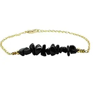 LKBEADS Black Tourmaline Bracelet with Silver Plated Clasp – 3-7mm Uncut Chips Beads – Smooth Cut – 7 inch – Healing, Fashion, Gift, Spiritual, Yoga|LK_STACK_01346