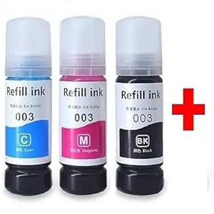 003 Ink Compatible with Epson L3110, L3150, L3250,L3116,L3101,L3210,L3215 2Black + Tri Color Combo Pack Ink Bottle