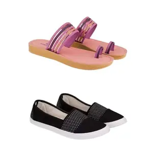 ZENWEAR Extra Soft Classic Casual wear with Flexibility Technology Flip-Flop Combo for Women's/Girl's(6145+1680)(4) Multicolor