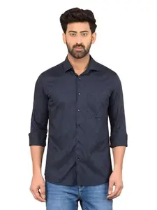 Crimsoune Club Men's Navy Blue Printed Shirt (XXXL)