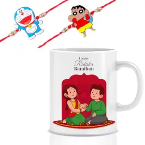 Ethnic Darzi MDF Wooden Rakhi with Coffee Mug for Brother Bhaiya Bhai | Happy Rakshabandhan | Rakhi Gift Set-163