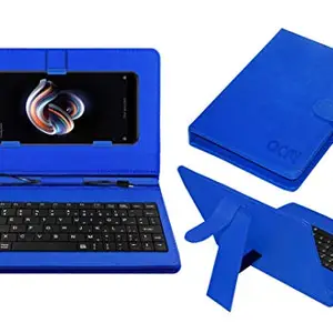 ACM Keyboard Case Compatible with Redmi Note 5 Pro Mobile Flip Cover Stand Plug & Play Device for Study & Gaming Blue