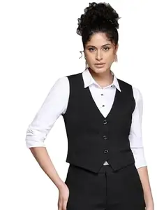 NEW-18 Black WaistCoat,RegularFit WaistCoat,Black WaistCoat,Cotton Blend WaistCoat,Casual WaistCoat,Office Wear WaistCoat,Women WaistCoat,WaistCoat08.