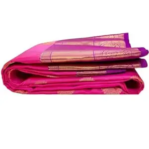 Kanchipuram Pure Silk Saree Original Golden Zari Intricate Jacquard Heritage Weaves Traditional Zari Border & Contrast Rich Pallu(Pink)-Silk Mark