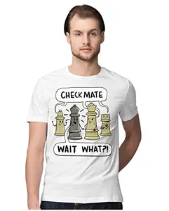 ALLEN BLACK Men's Regular Fit T-Shirt Checkmate 100% Cotton T-Shirt White_CHKMTMEN-White 3XL Men Round_