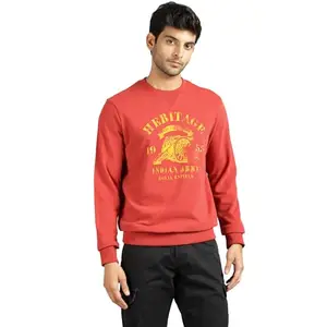 Royal Enfield Heritage Sweatshirt RED (XL) 44 CM | Material: 100% Cotton | Fabric: Terry 340.0 GSM | Type: Crewneck | Style : Fashion | Gender: Men's