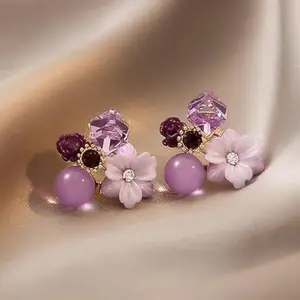 Korean/Western Earrings for Women for Girls Party wear Cubic Zirconia, Pearl Crystal Stud Earring