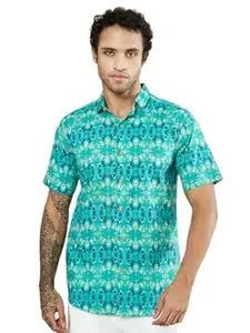 COTLAND Fashions Jaipuri Cotton Printed Half Sleeves Classic Collar Shirt for Men