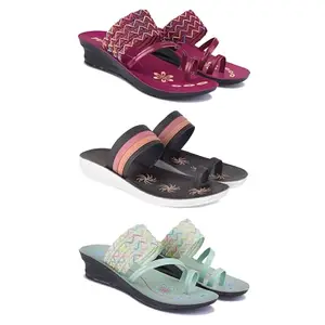 Women's Comfortable Sandal,Casual Lightweight Sandal for Everyday Wear for women's(GR-(COMBO-3)-1949-1992-1954-8)