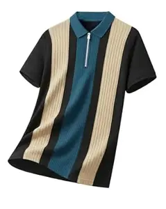 Enitor Mens Half Sleeves Polo Neck T-Shirt, Summer Wear T-Shirt for Men, Casual Half Zipper T-Shirts for Boys, Everyday Tshirts for Boy, Stylish Streetwear Tshirts