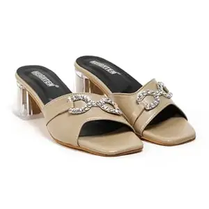 HEIGHTEN Women’s Synthetic Leather Heels | Stylish Artificial Leather High Heel Sandals for Party & Office Wear