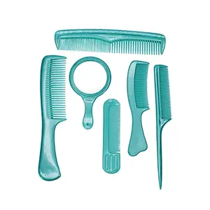 Baal Different Shapes Hair Comb Set With Mirror (Green)