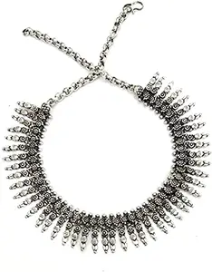 Ethnic Festival Oxidised Beads Pattern Brass Garba Navratri Diwali Oxidised Silver Necklace Choker Women Fashion