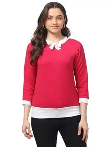 Kilieo Women Cotton Blend Top with Bow Neck Design | Full Sleeve Casual & Top for Office, College and Regular Styling