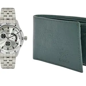 Rabela Men's Combo Pack of Wallet and Watch Analog Steeliness Steel Strap RW-648
