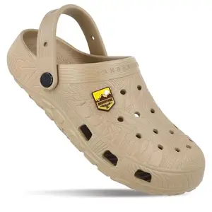 WALKAROO Men's Casual Stylish EVA Clogs with Adjustable Strap WC8801 Khaki