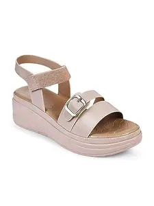 Shuz Touch Open Toe Comfort Heels With Backstrap | Pink Color | Size : 3