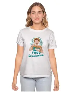 Men's & Women's Regular Fit T-Shirt Just Be Happy - Smile 100% Cotton Unise T-Shirt White;|White,M(FOODGOD06-White M Men Round)