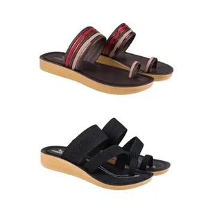 ZENWEAR Extra Soft Classic Casual wear with Flexibility Technology Flip-Flop Combo for Women's/Girl's(6143+6140)(4) Multicolor