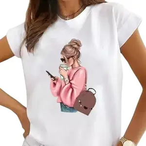 Women's Round Neck White Printed T-Shirt New_WPRNT#047_White_M